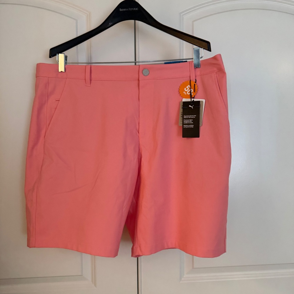 Puma Golf Mens Dealer Shorts Ice Pink 537788 14 Size 40 8 Inch Inseam NEW